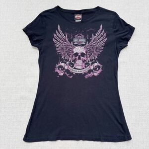 Harley-Davidson T-Shirt Womens Medium Short Sleeve Black Smyrna Delaware Tee